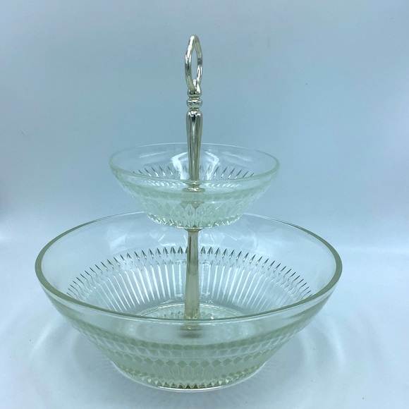 Vintage Pressed Glass Two Tiered Bowls - Picture 2 of 10